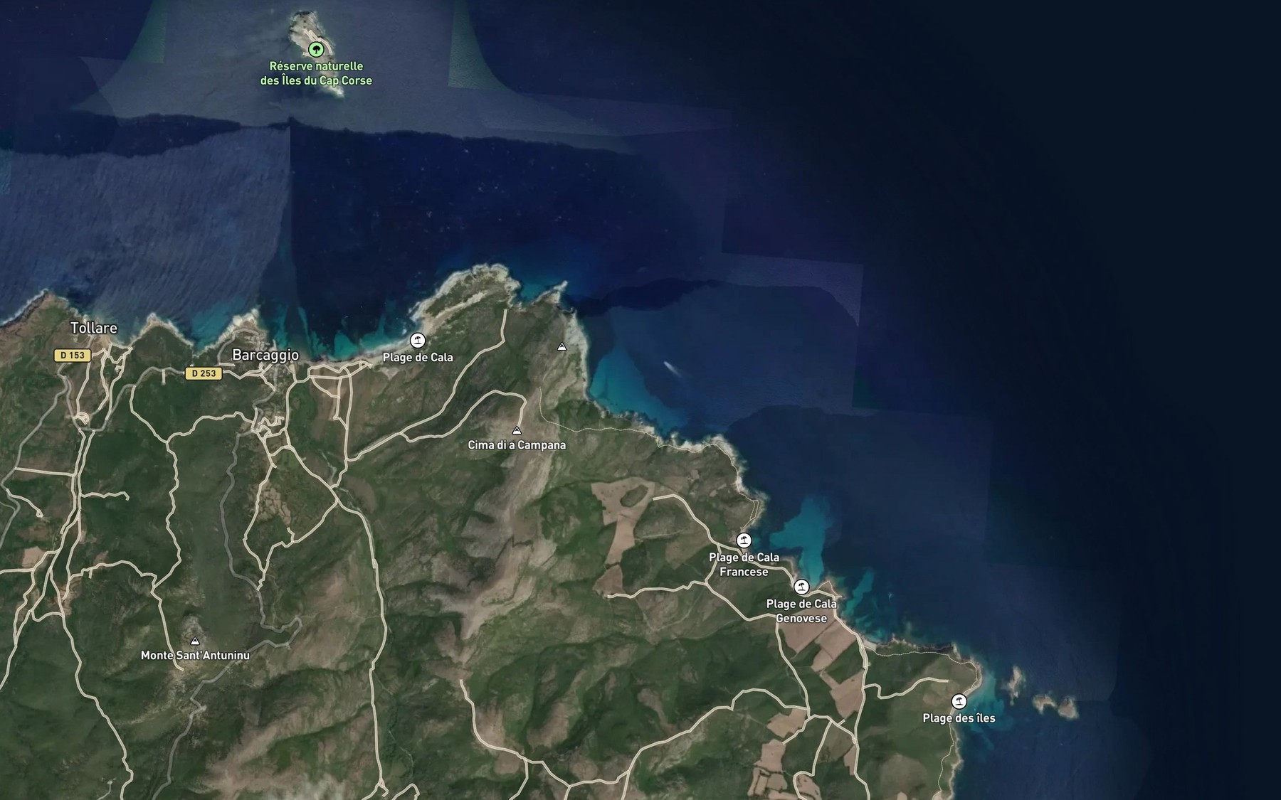 Satellite map of the Baie de Capandola