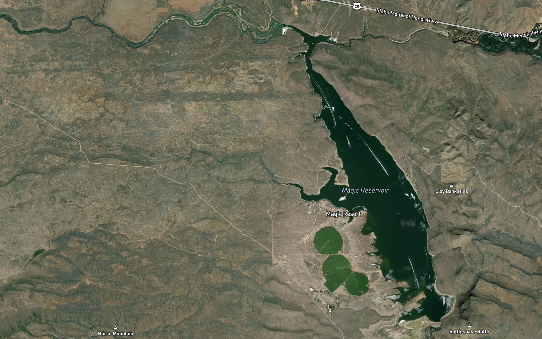 Satellite map of the Magic Reservoir