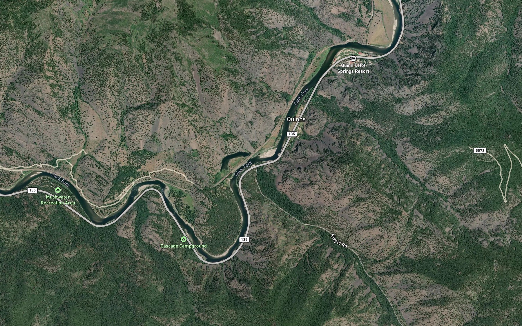 Satellite map of the Siegel Creek