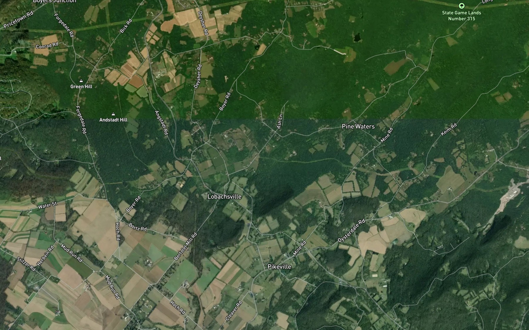 Satellite map of the West Branch Pine Creek