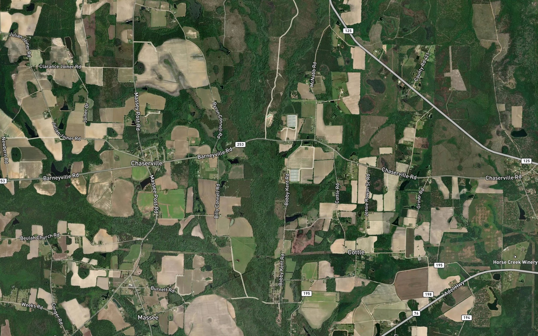 Satellite map of the Wolf Branch