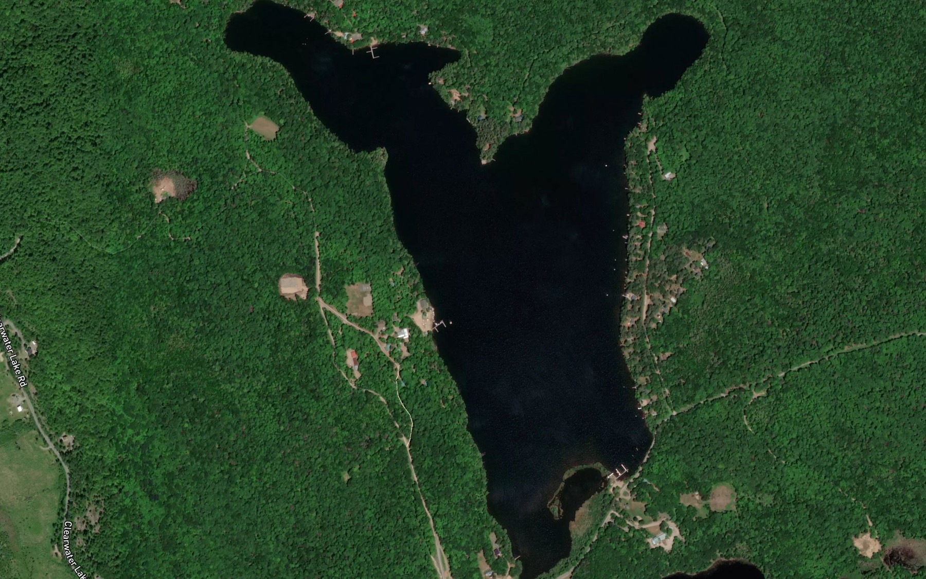 Satellite map of the Clearwater Lake