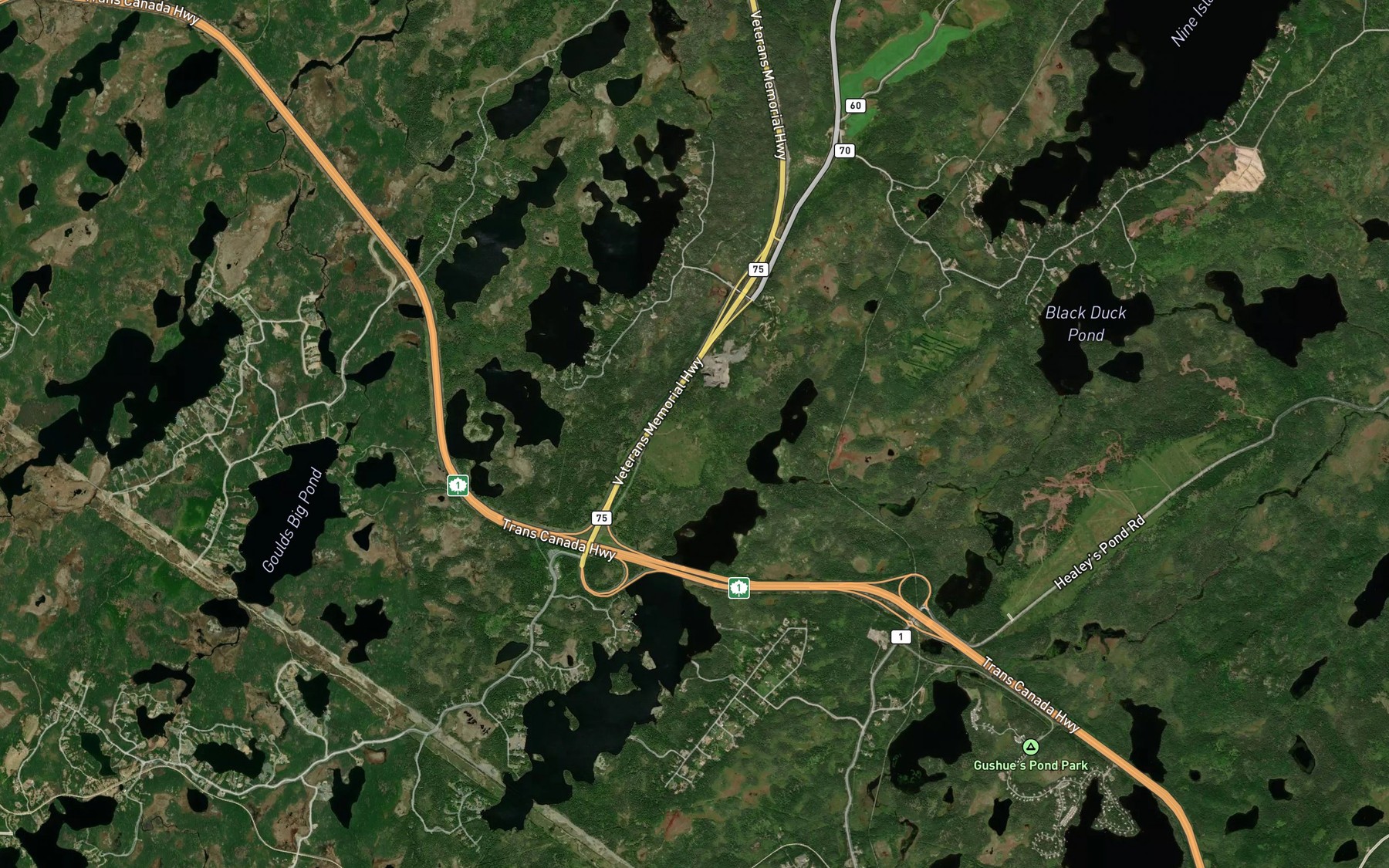 Satellite map of the Cross Pond