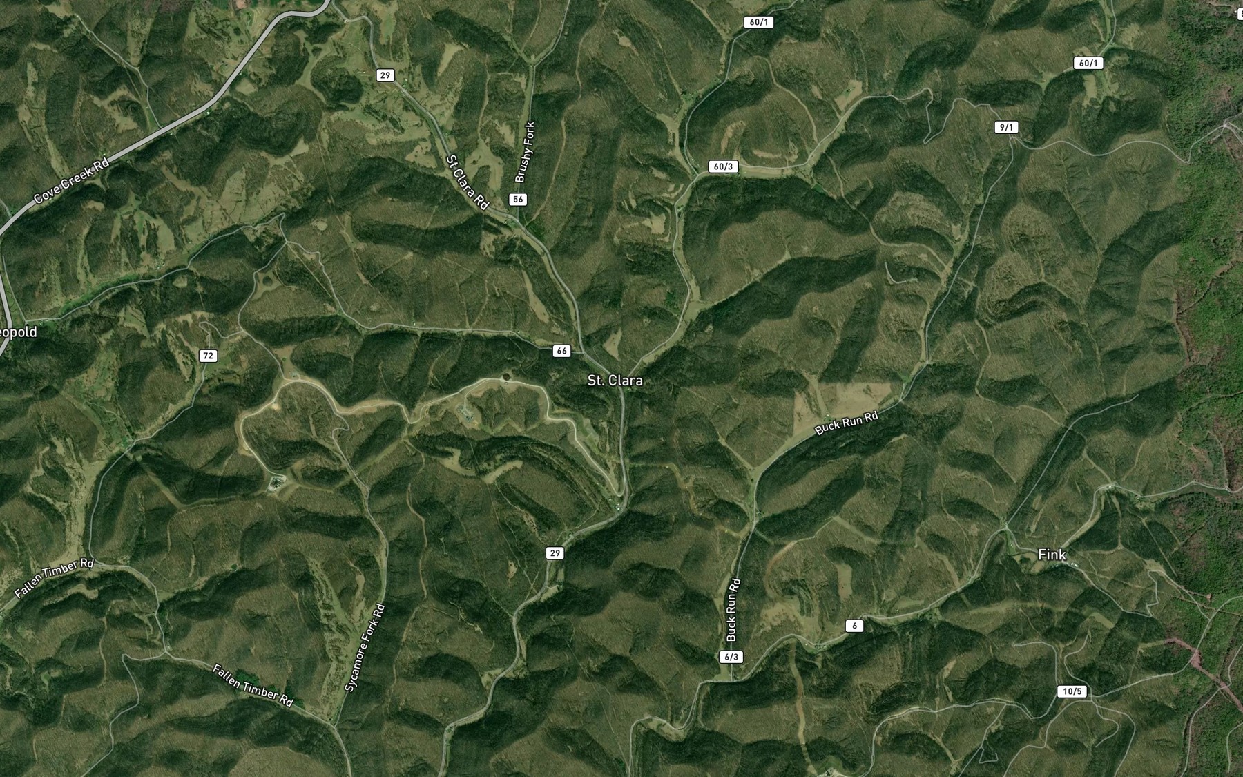 Satellite map of the Buck Run