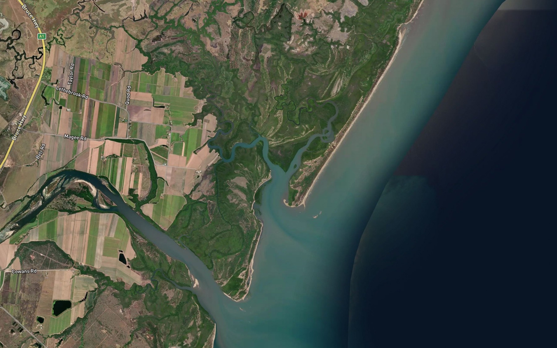 Satellite map of the Thompson Creek