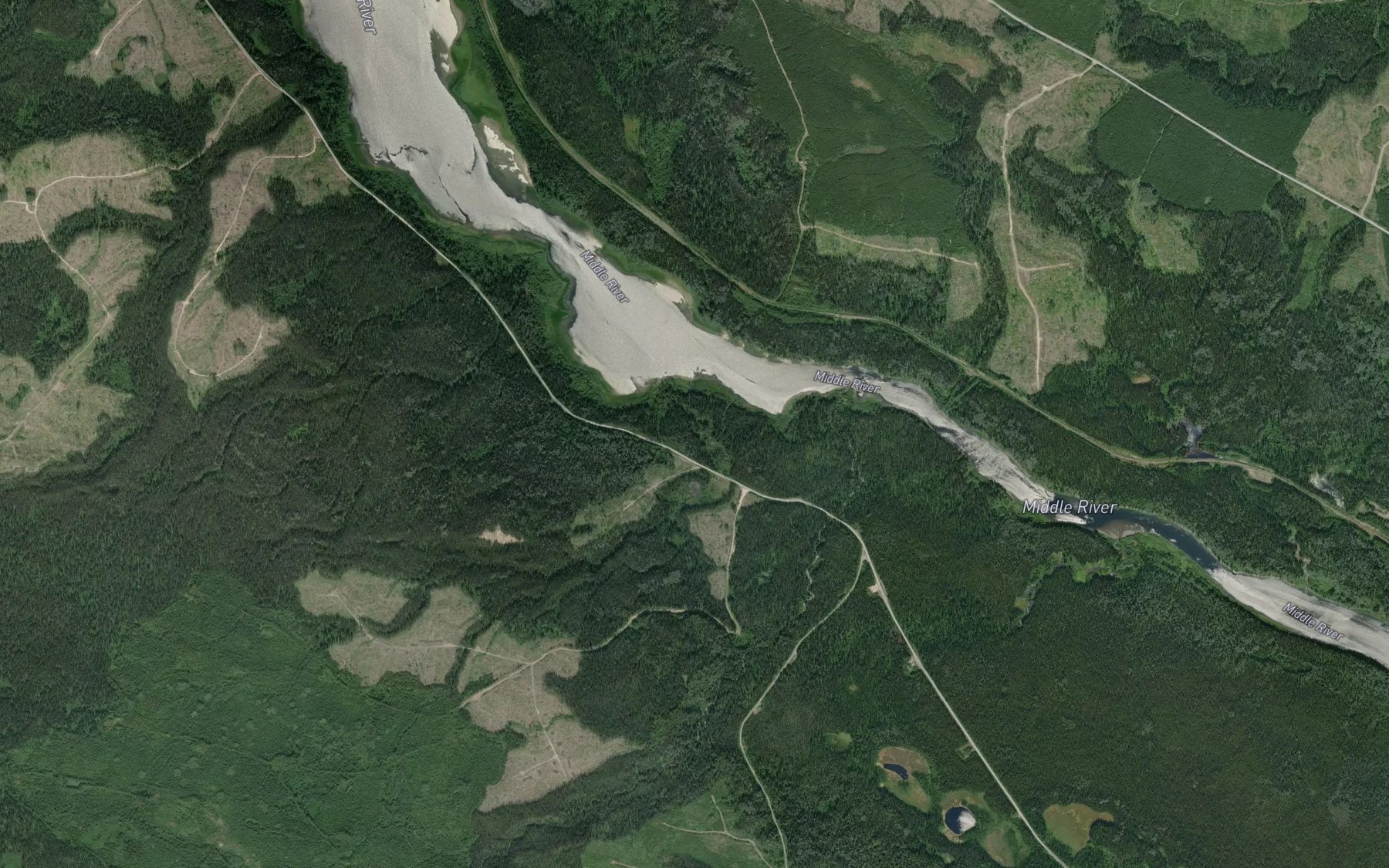 Satellite map of the Van Decar Creek