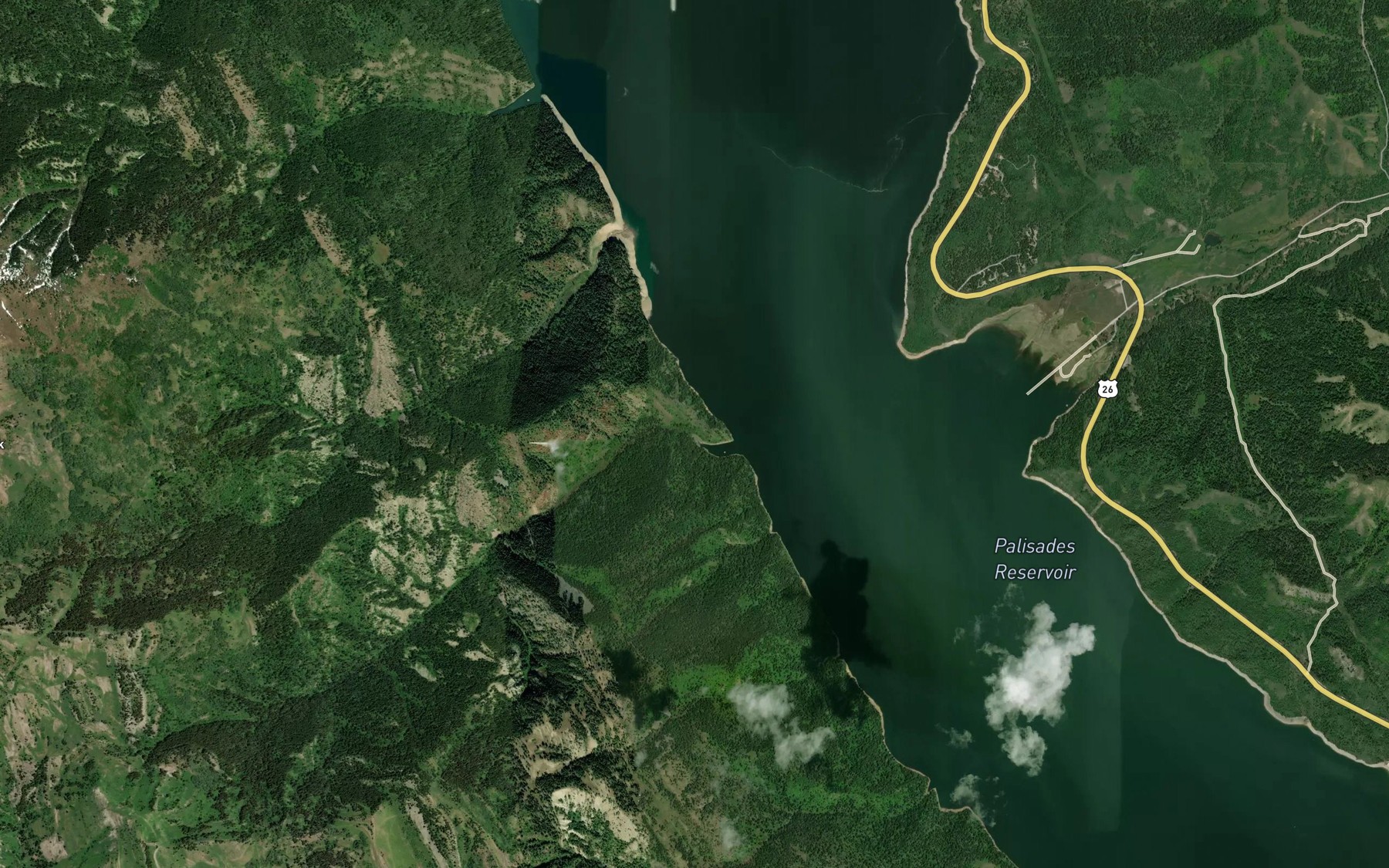 Satellite map of the Sulphur Bar Creek