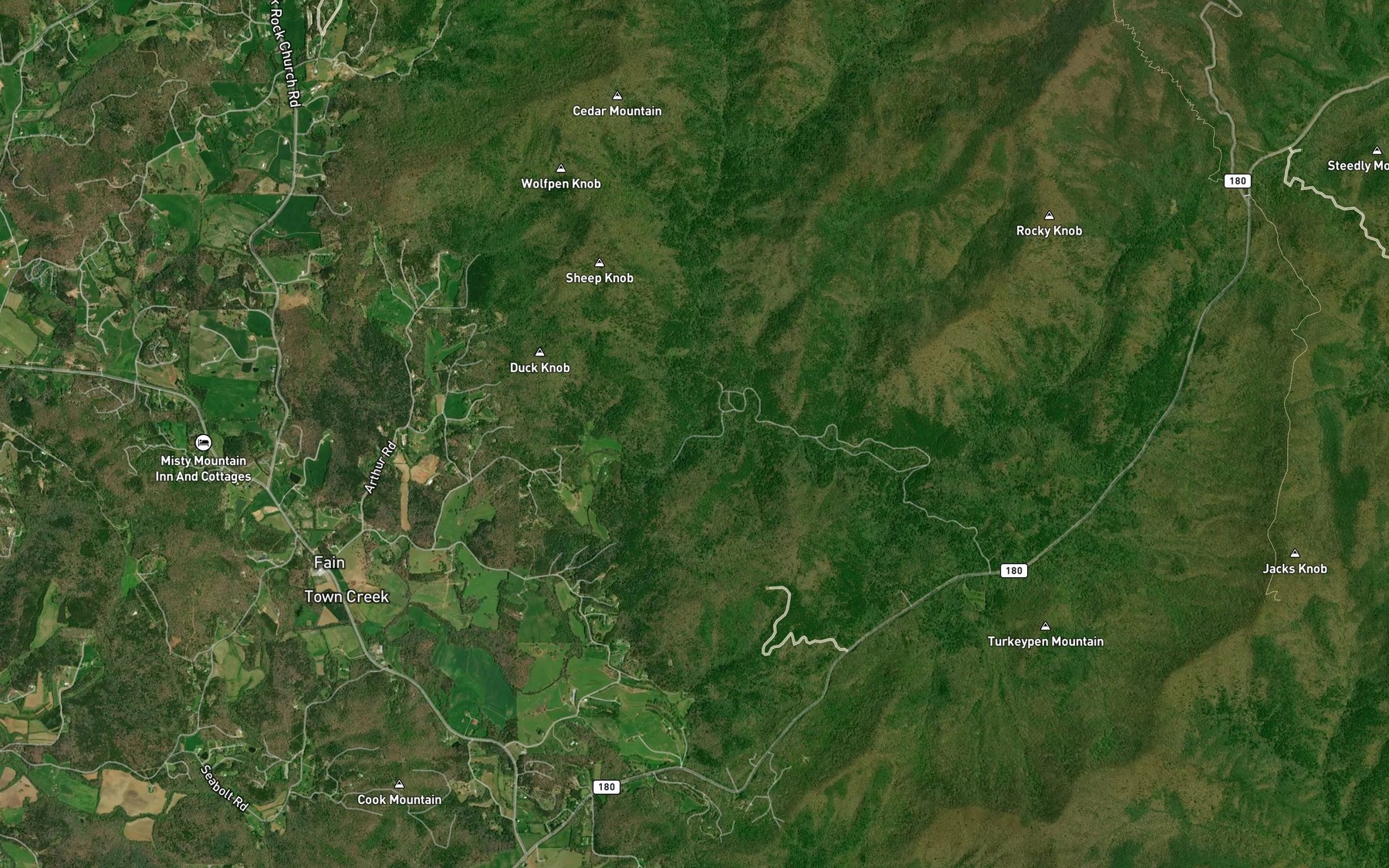 Satellite map of the Powell Valley Creek