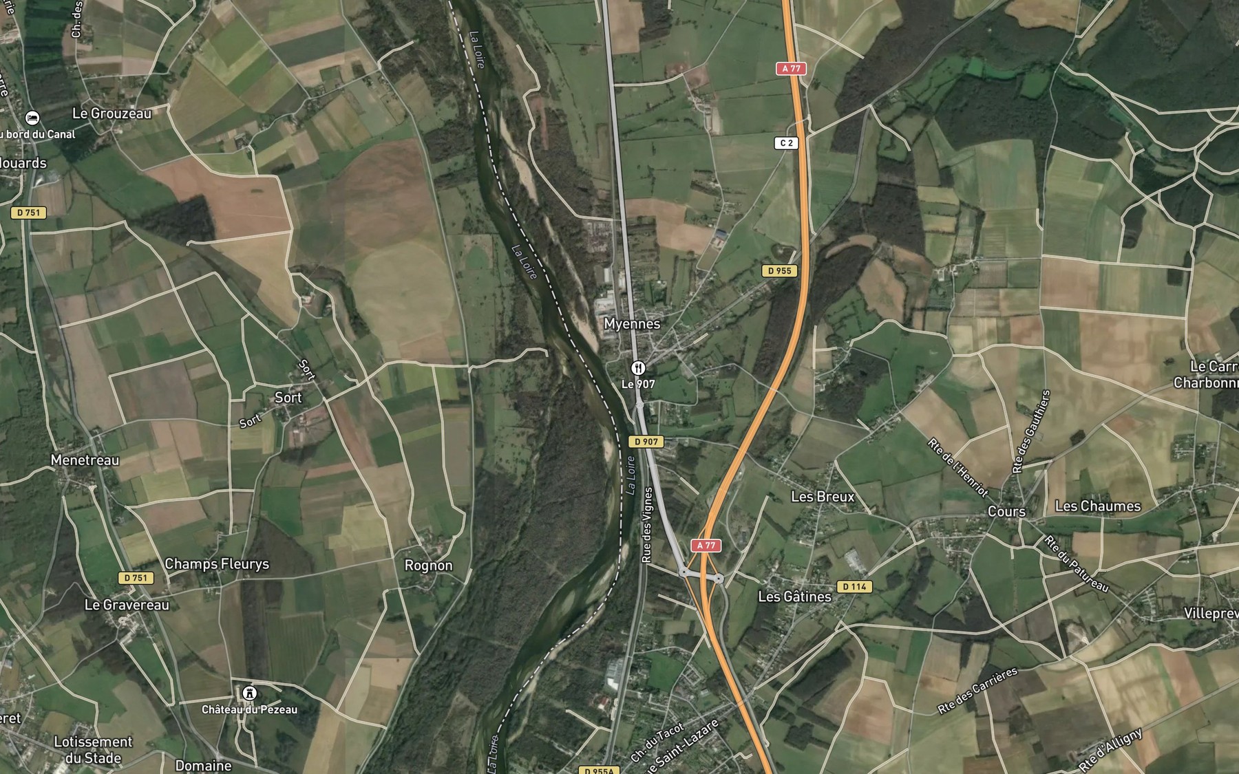 Satellite map of the Ruisseau de Saint-Loup