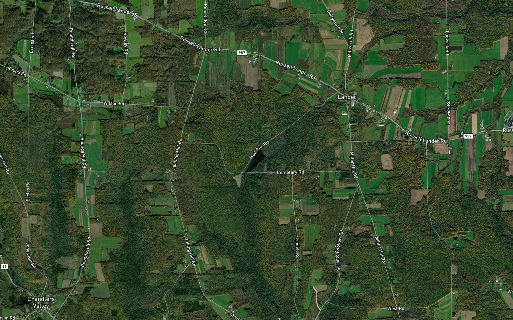 Satellite map of the Browns Pond