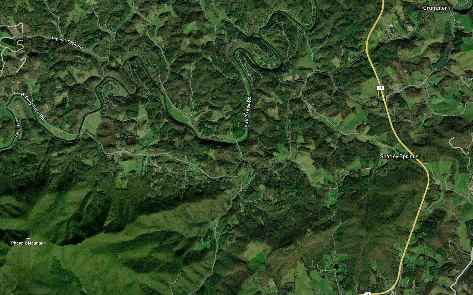 Satellite map of the Little Phoenix Creek