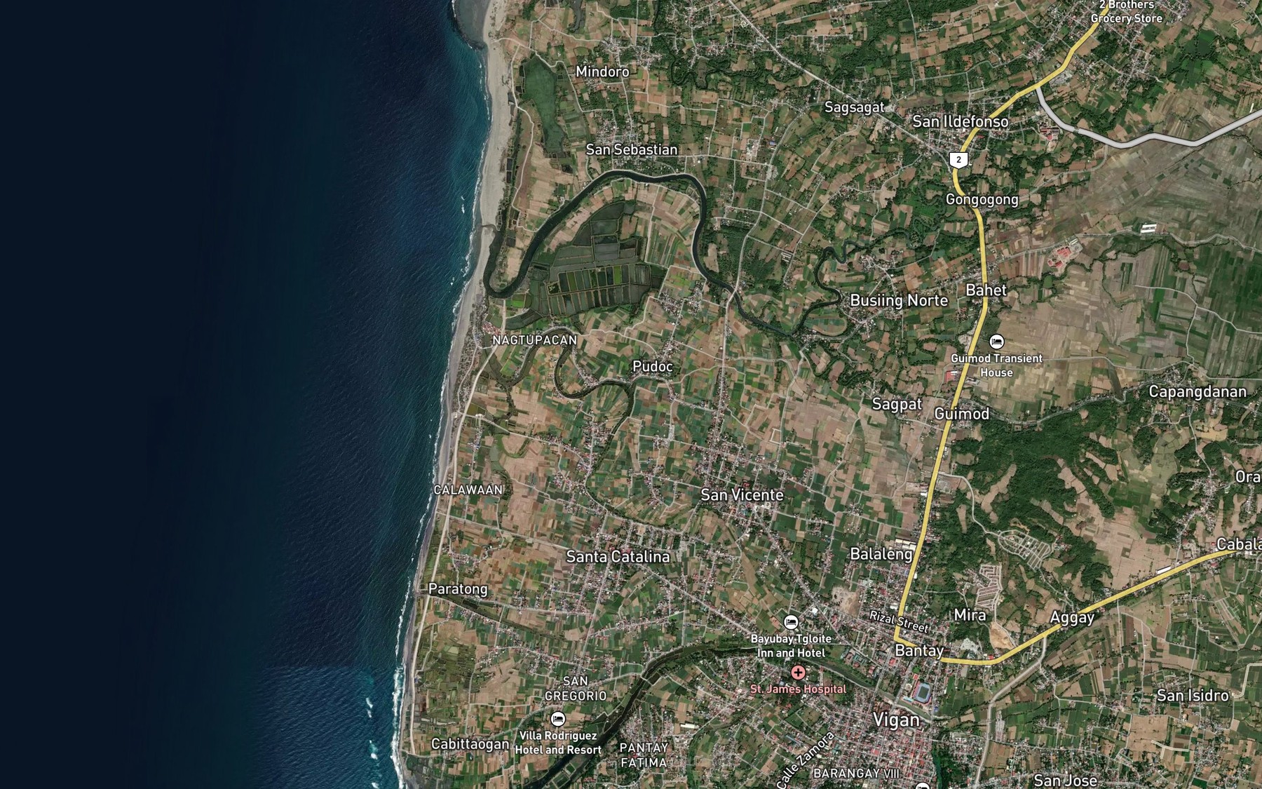 Satellite map of the San Vicente River