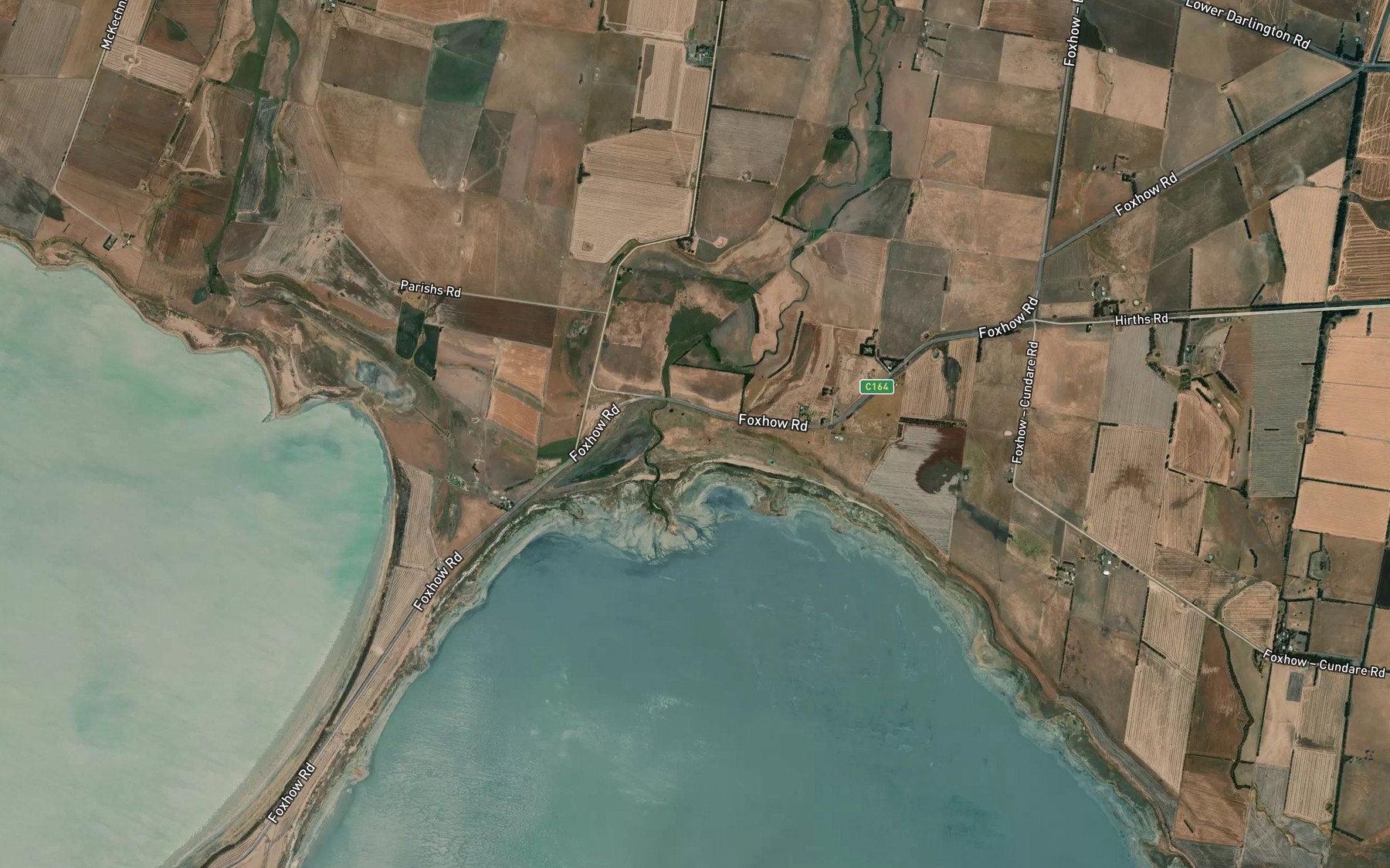 Satellite map of the Gnarkeet Ponds Creek
