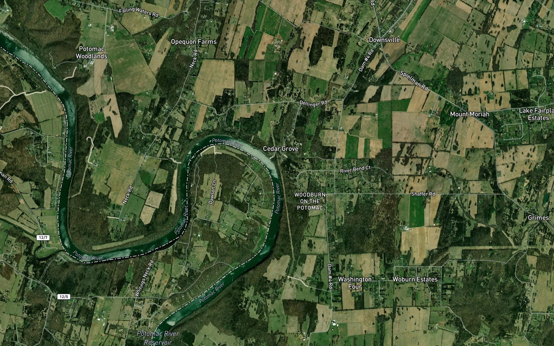 Satellite map of the Big Slackwater Viewpoint