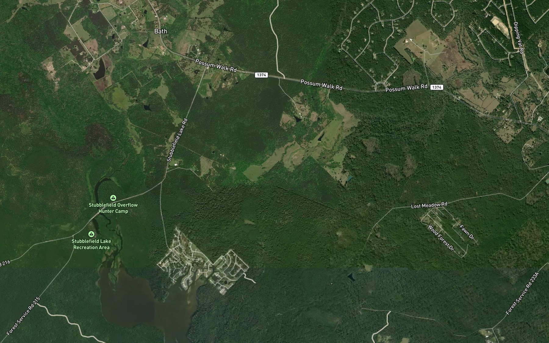Satellite map of the Maple Branch