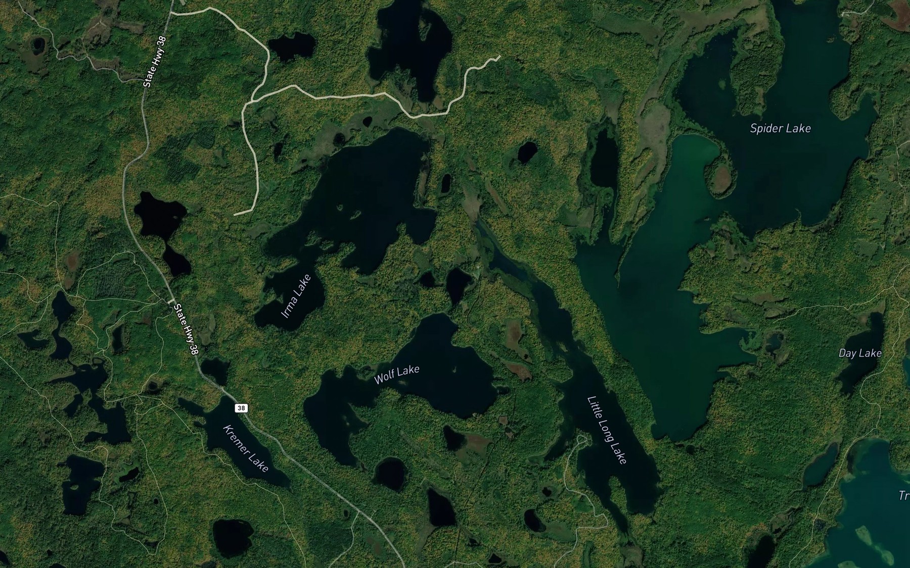 Satellite map of the Little Wolf Lake
