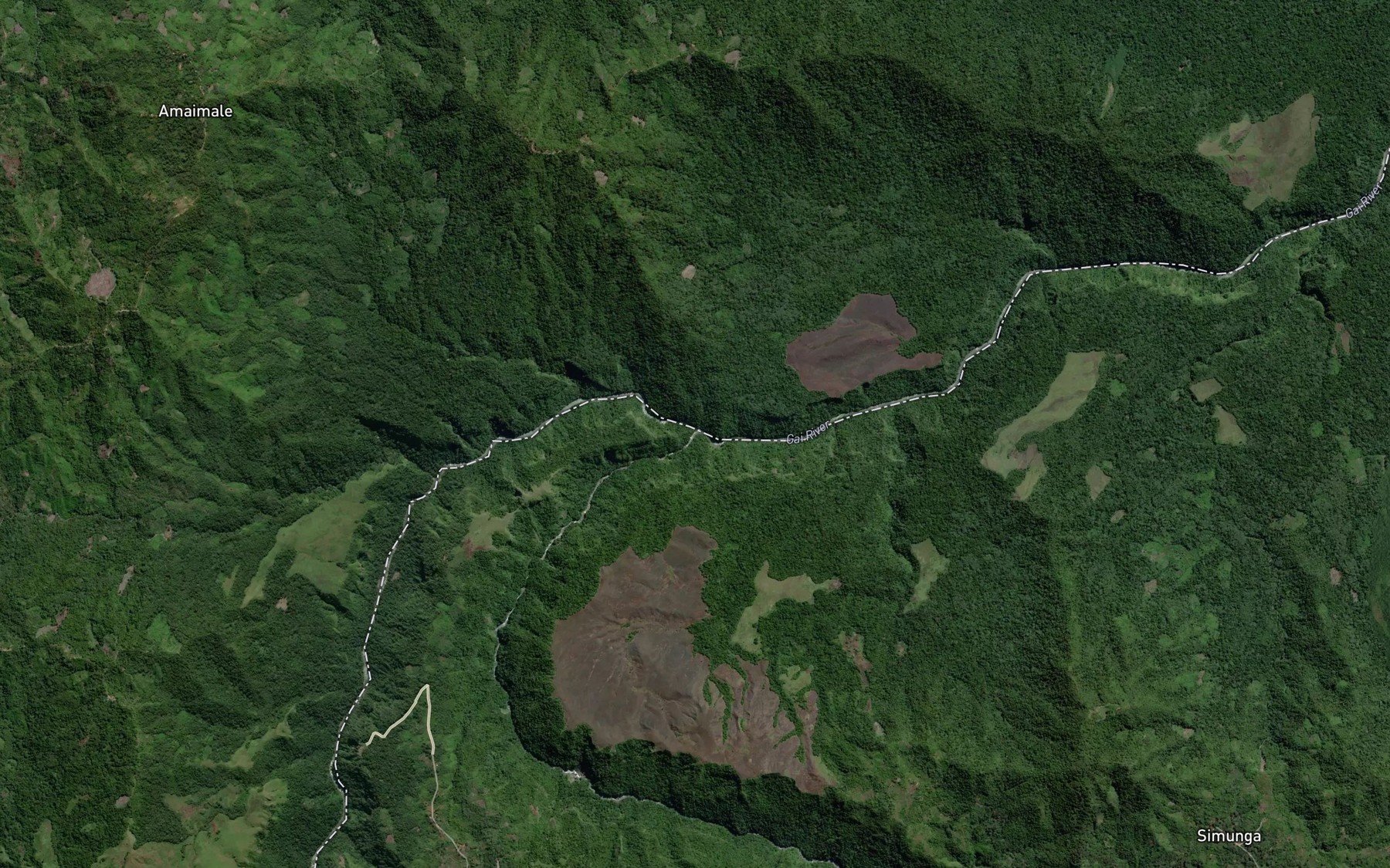 Satellite map of the Baiyer River
