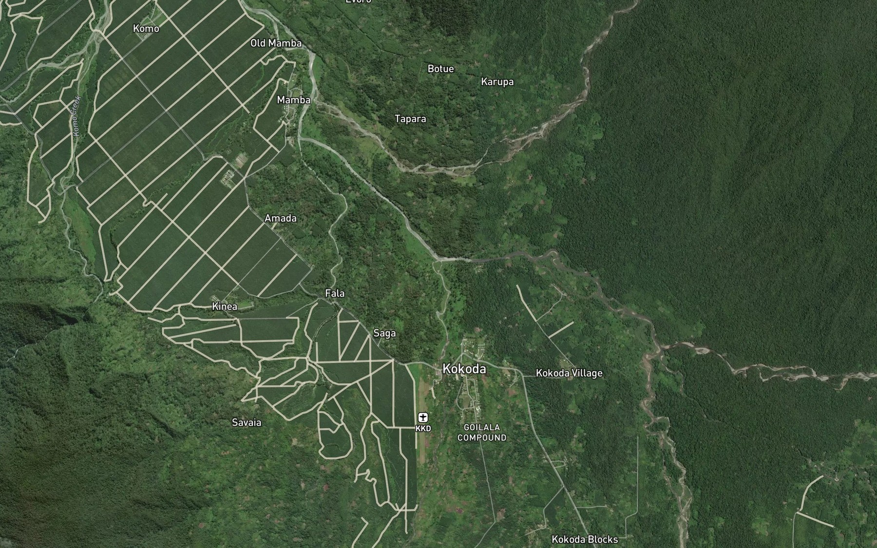 Satellite map of the Faiwani Creek