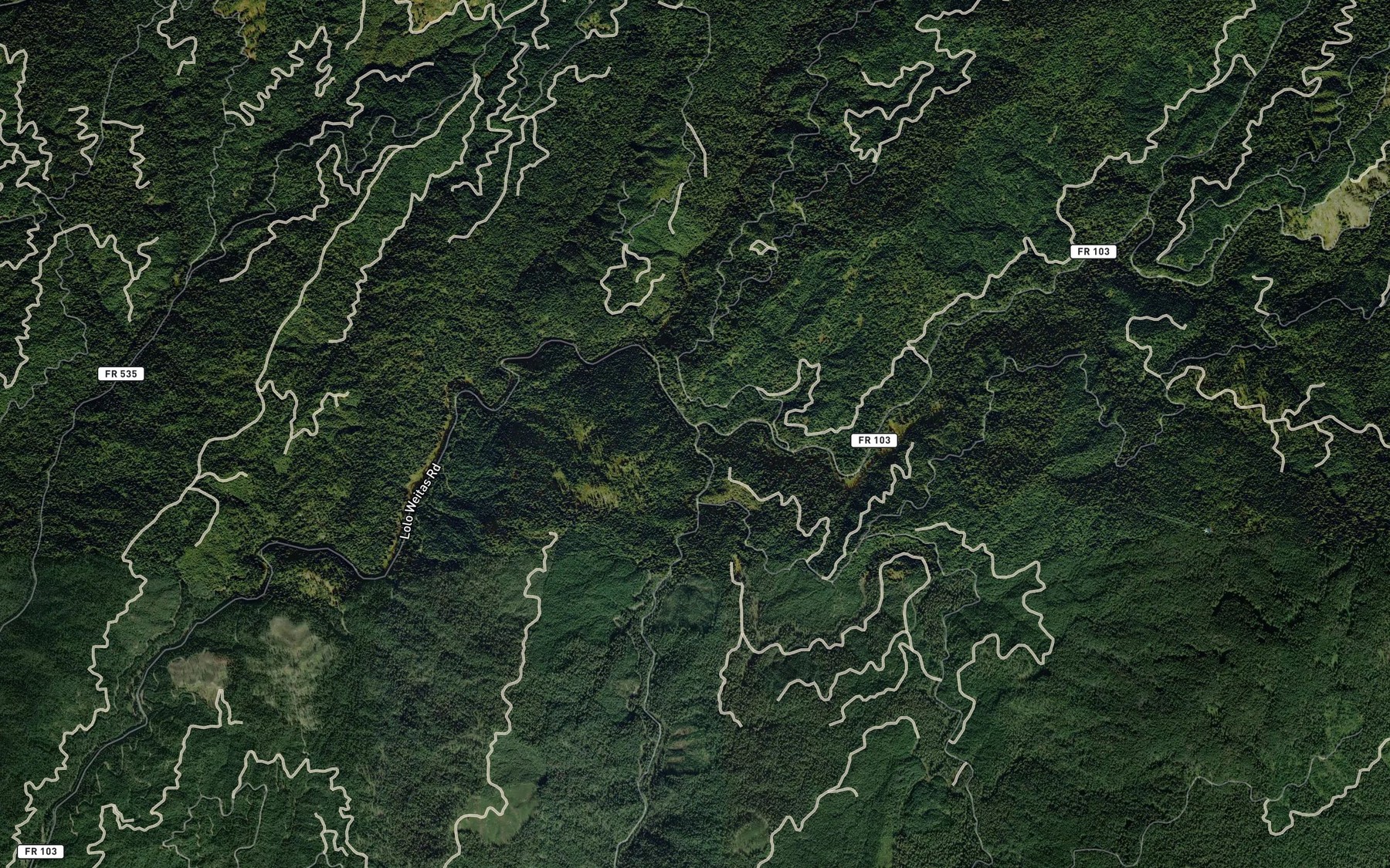 Satellite map of the Chamook Creek