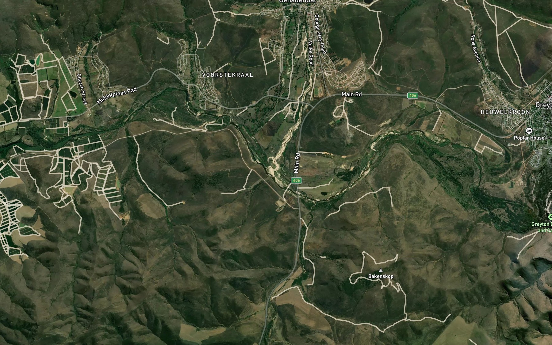 Satellite map of the Baviaansrivier