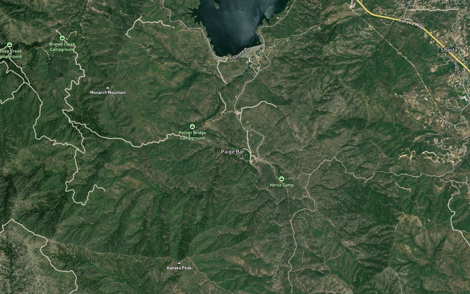 Satellite map of the Paige Boulder Creek