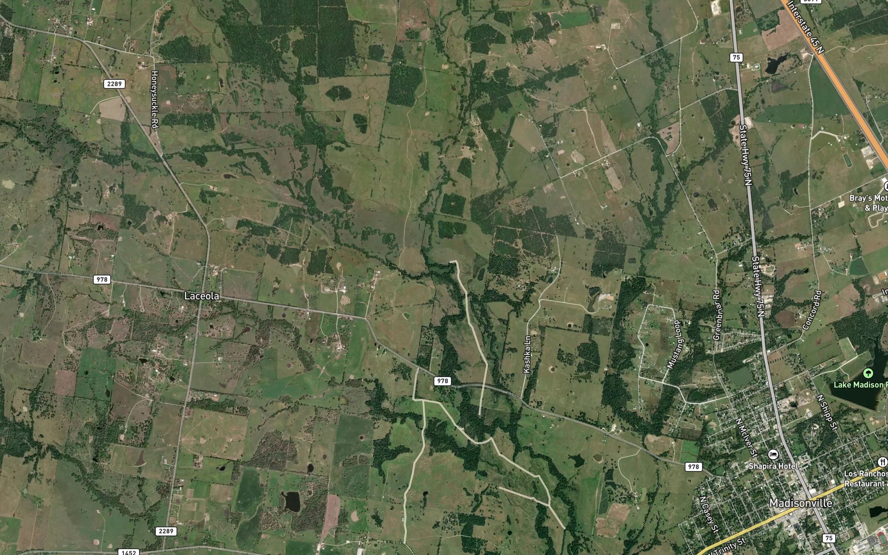 Satellite map of the Greenbriar Creek