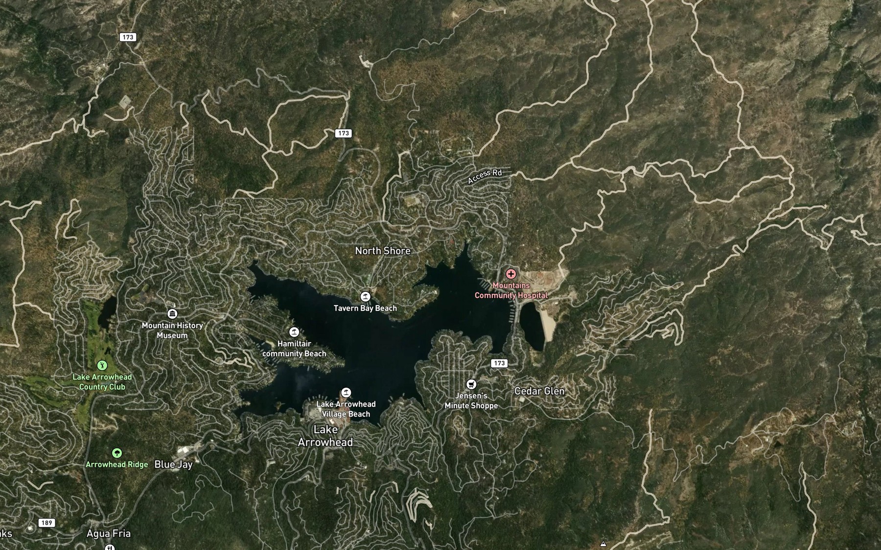 Satellite map of the Shelter Cove
