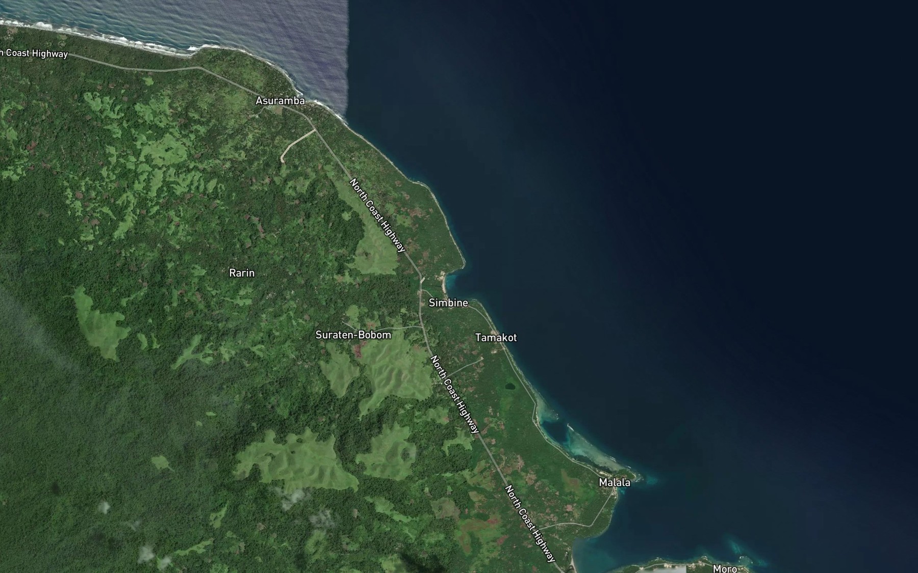 Satellite map of the Simbini Bay