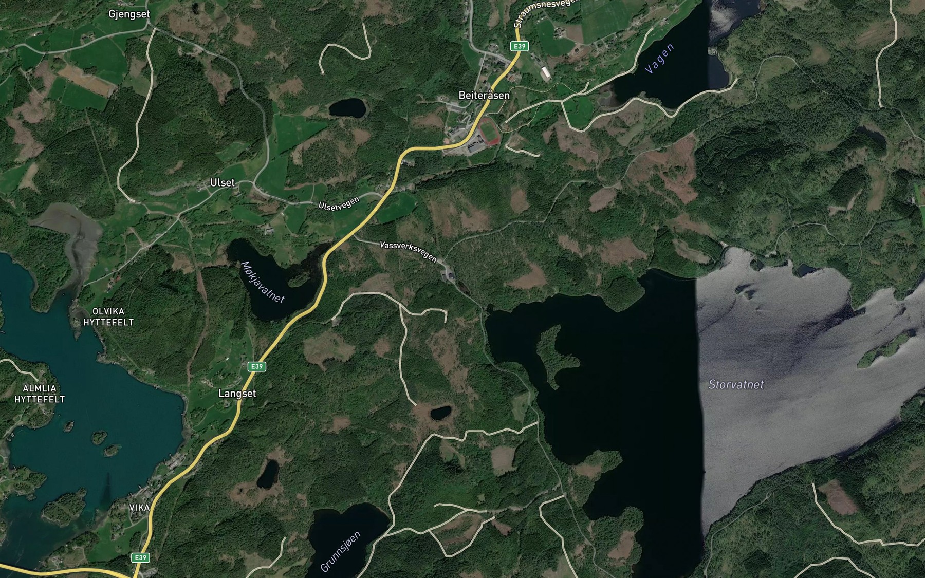 Satellite map of the Ulsetelva