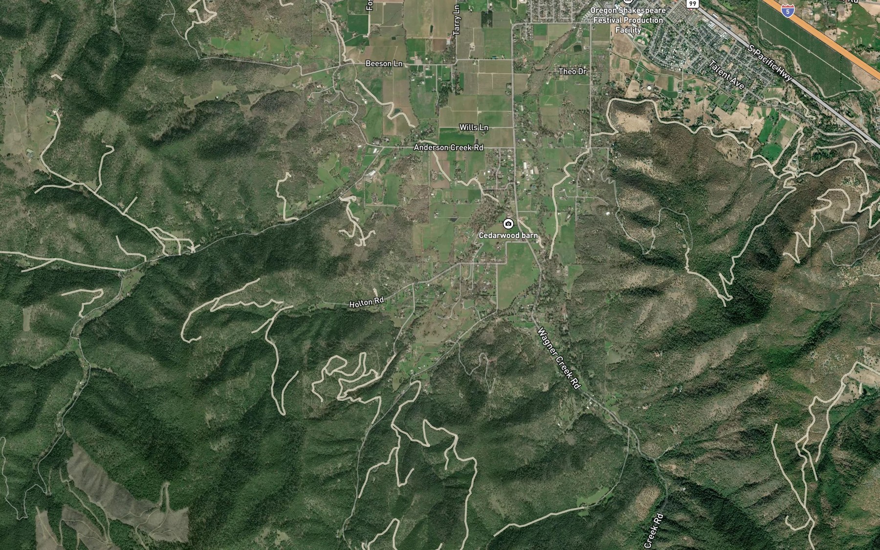 Satellite map of the Holton Creek