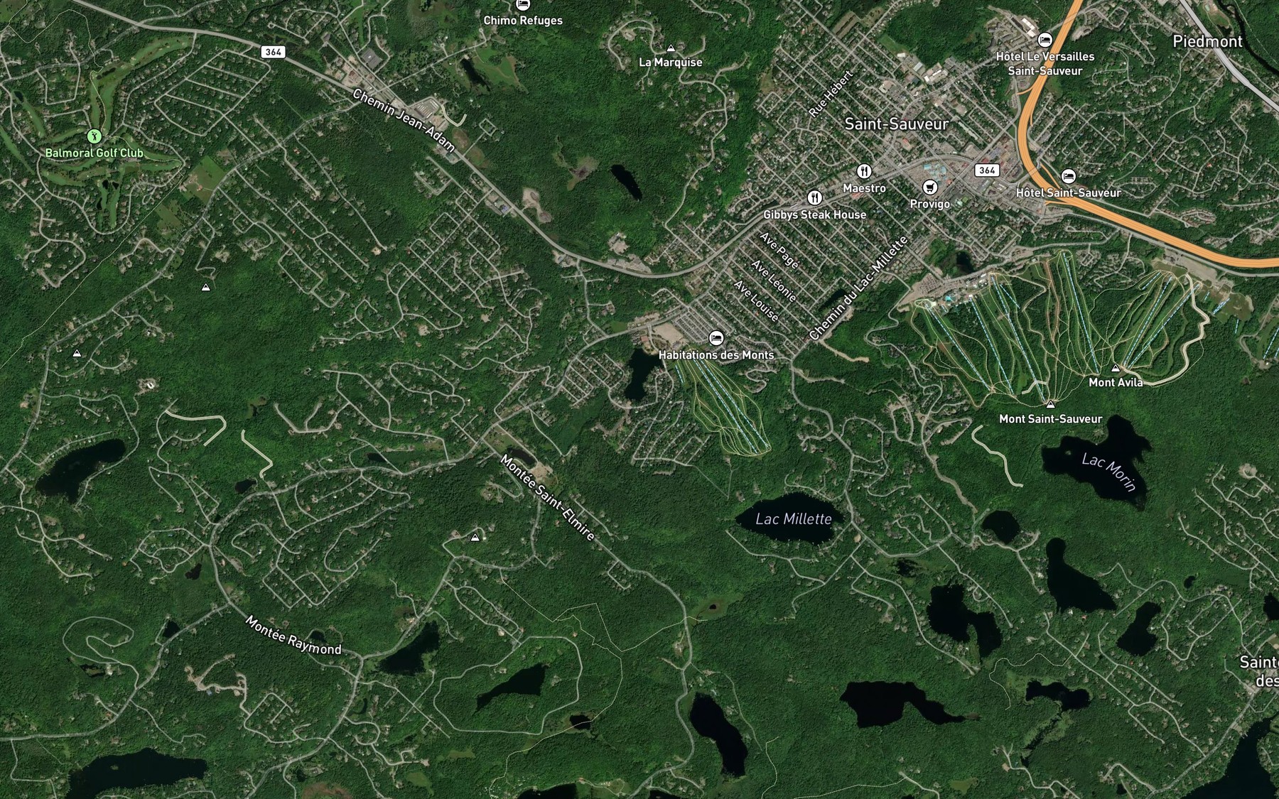 Satellite map of the Lac Saint-Sauveur