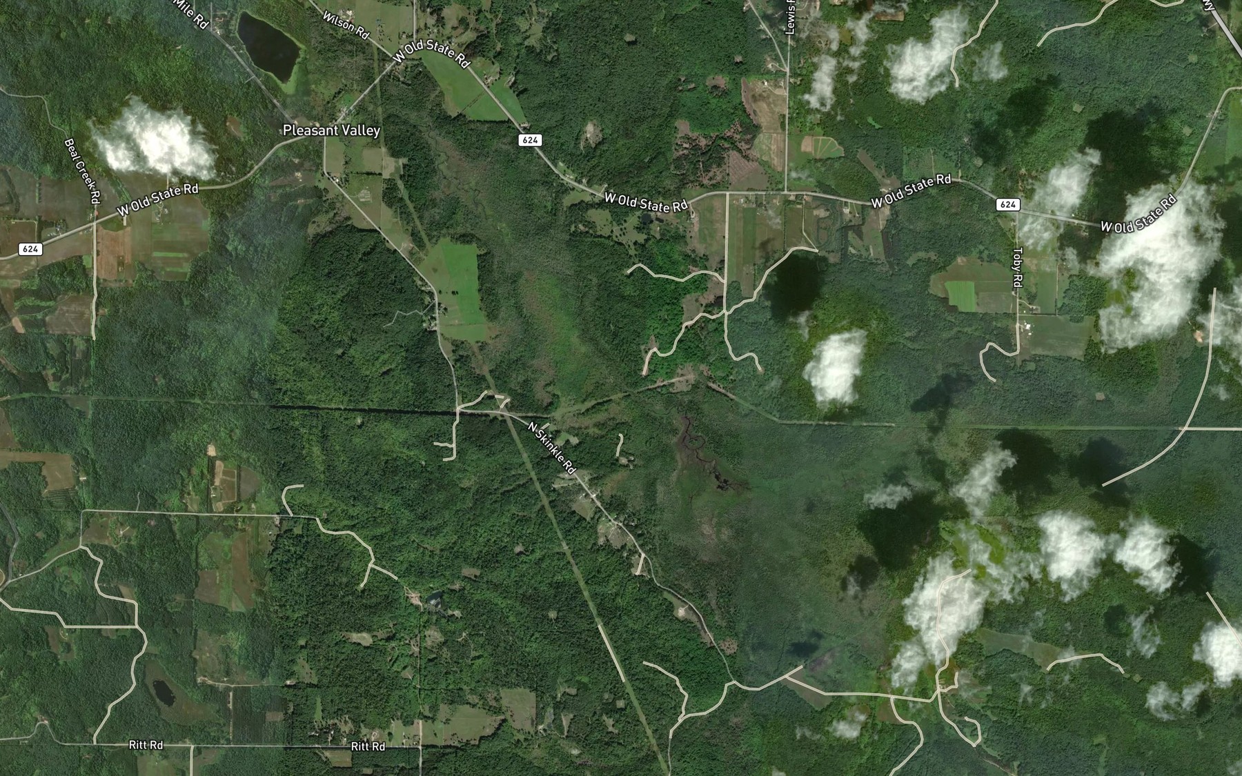 Satellite map of the Seamon Creek