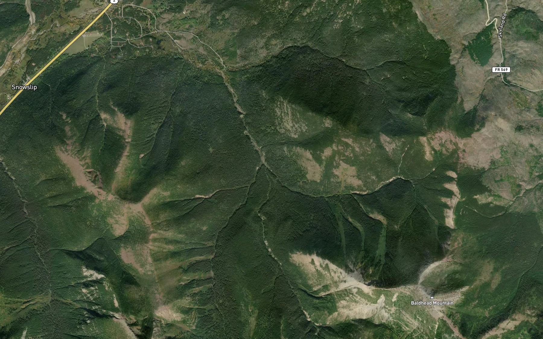 Satellite map of the Snake Creek