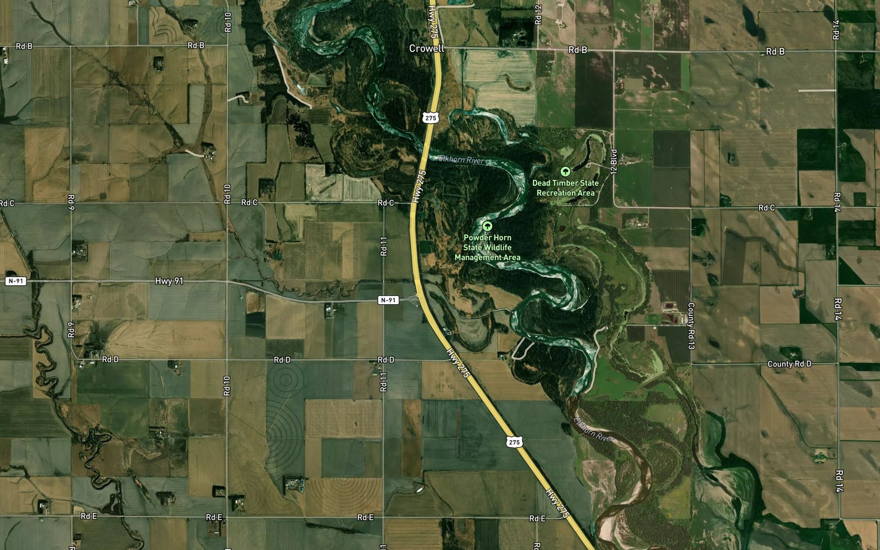 Satellite map of the Mud Creek