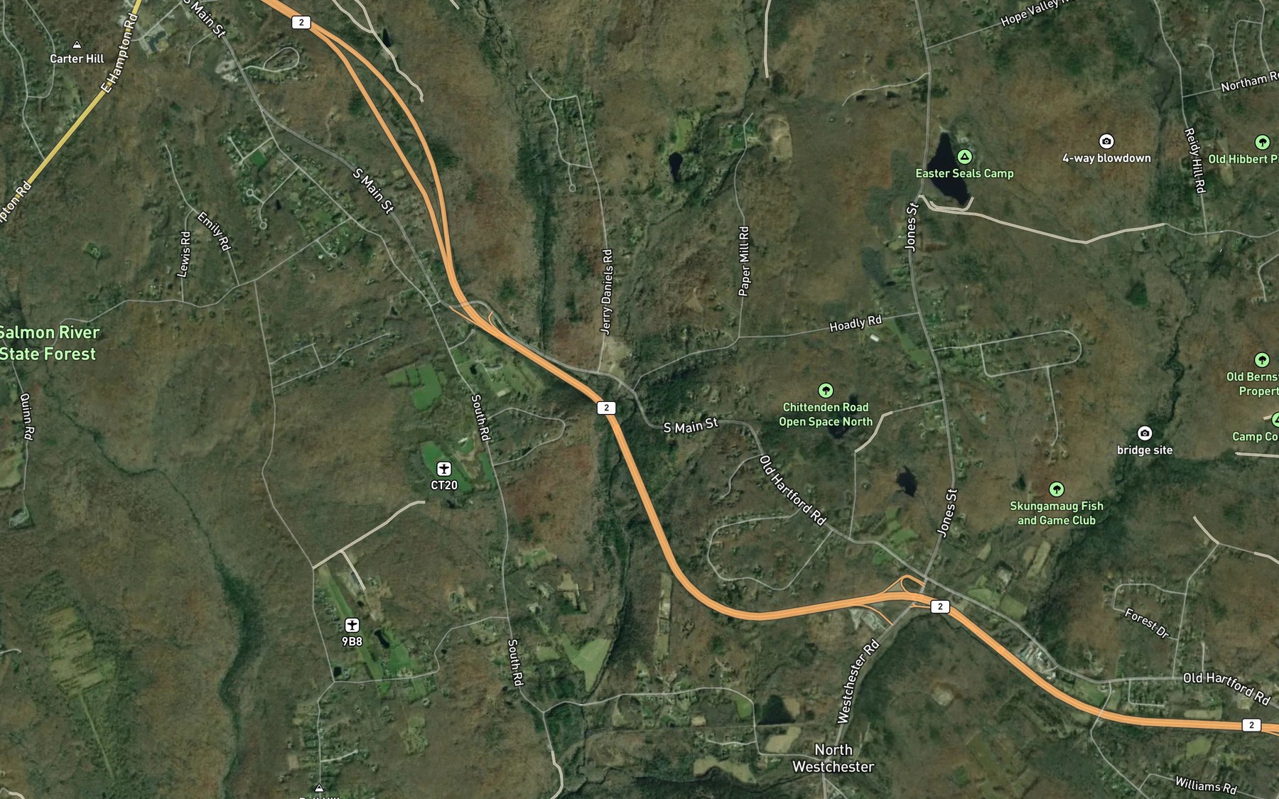 Satellite map of the Fawn Brook