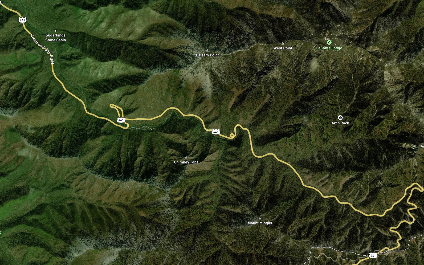 Satellite map of the Road Prong