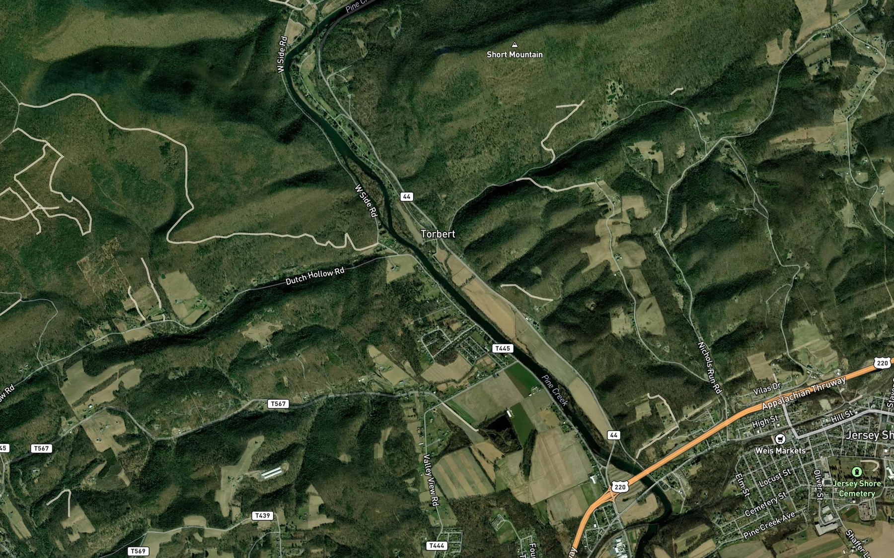 Satellite map of the Furnace Run
