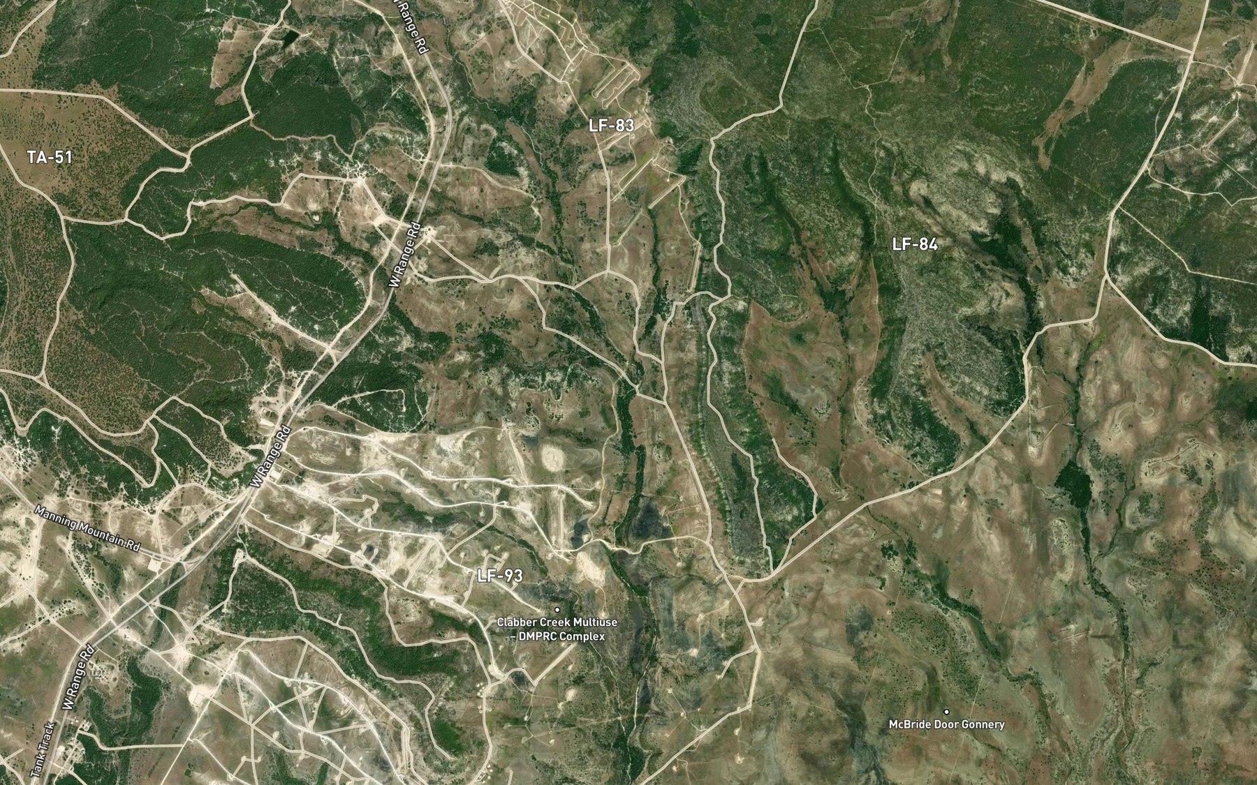 Satellite map of the Clabber Creek