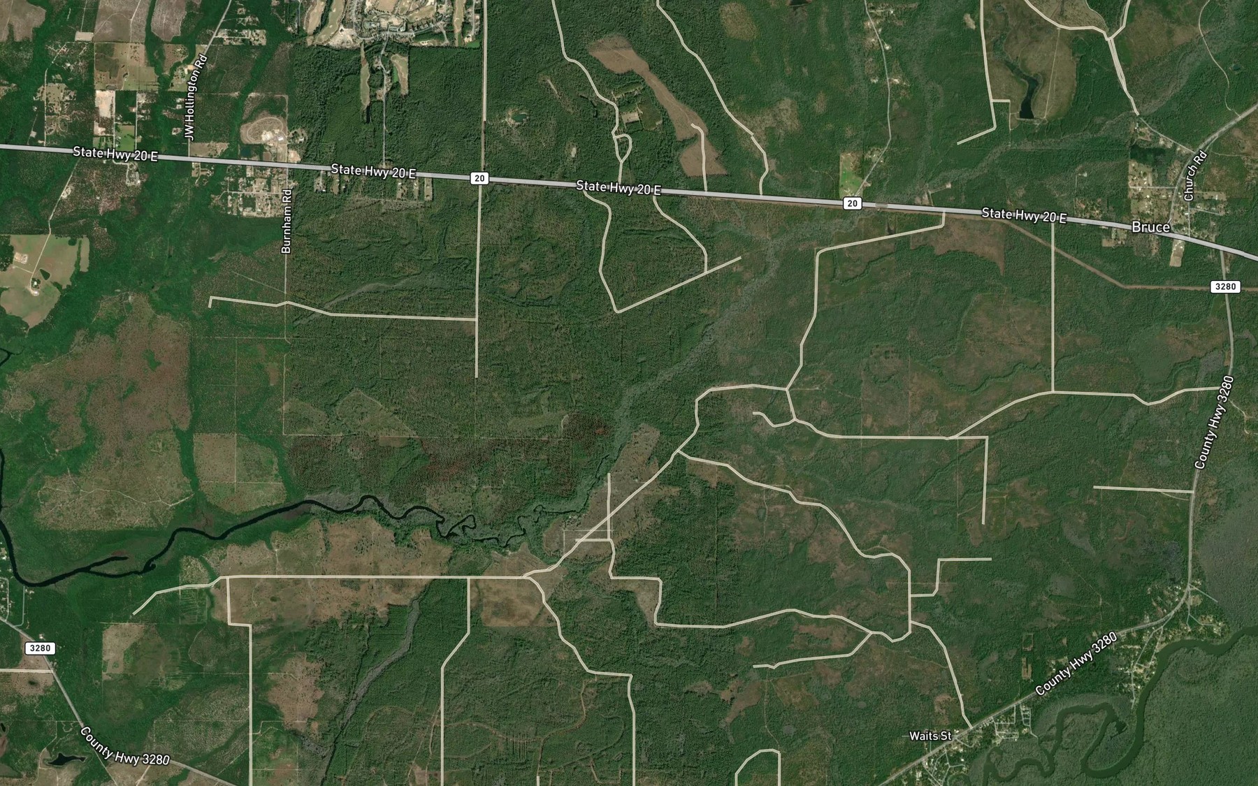 Satellite map of the McIver Branch