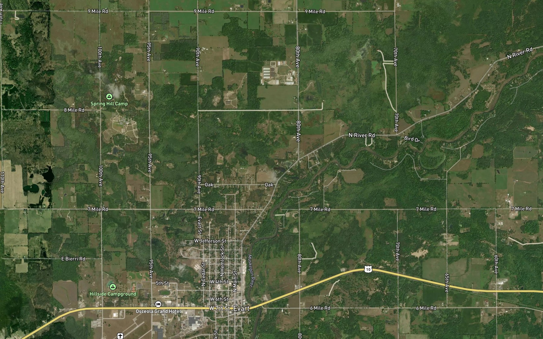 Satellite map of the Shores Pond