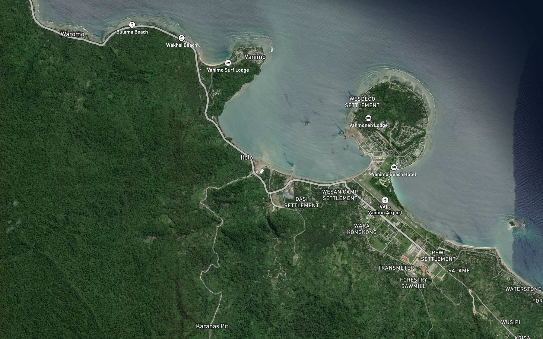 Satellite map of the Daundo Creek