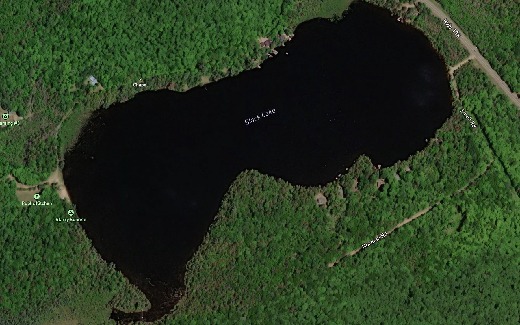 Satellite map of the Black Lake
