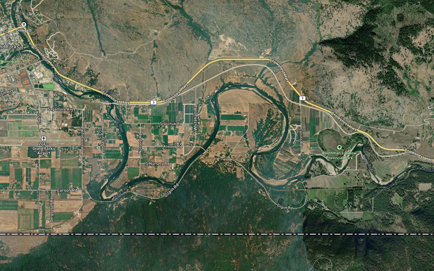 Satellite map of the Morrissey Creek
