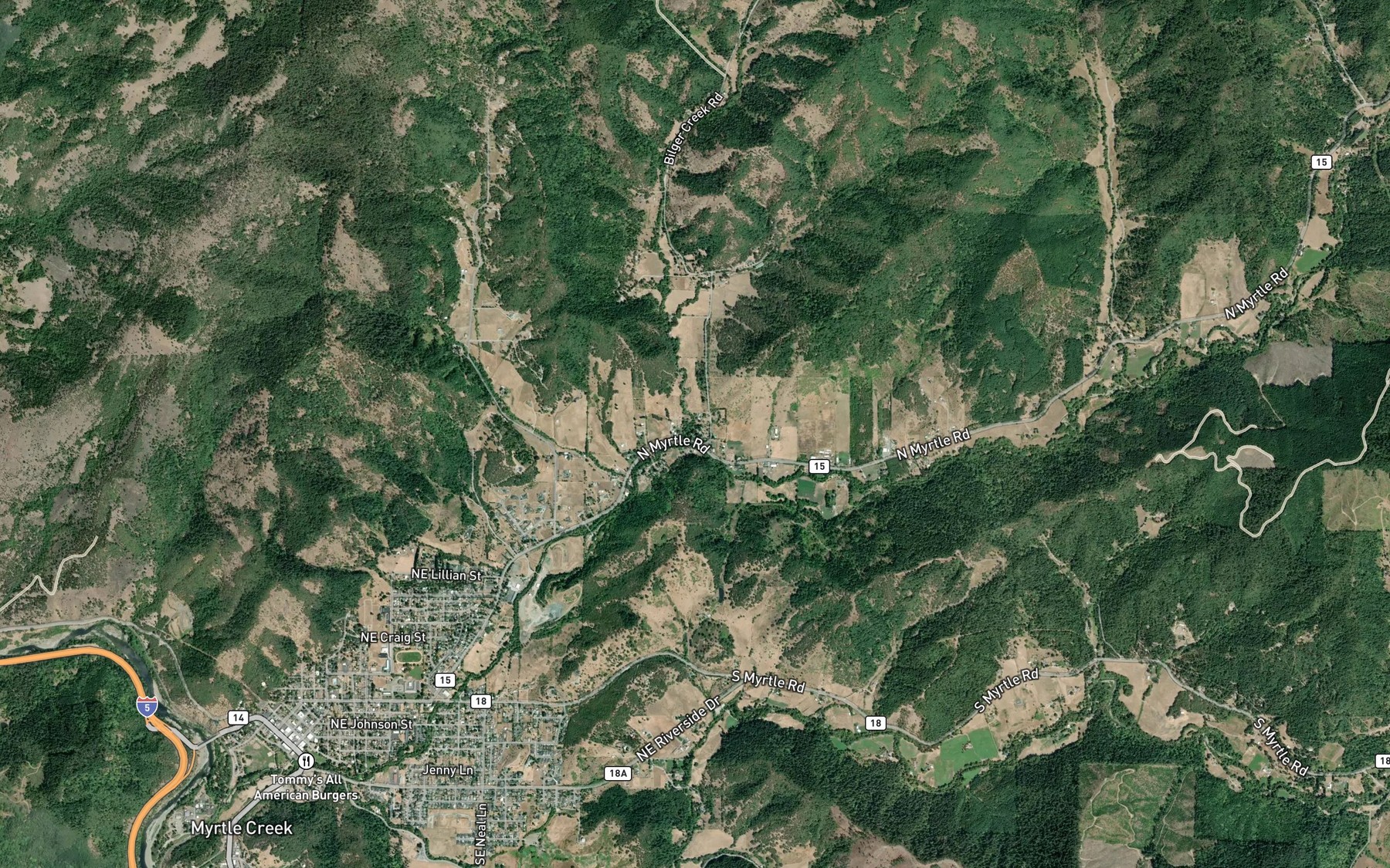 Satellite map of the Bilger Creek