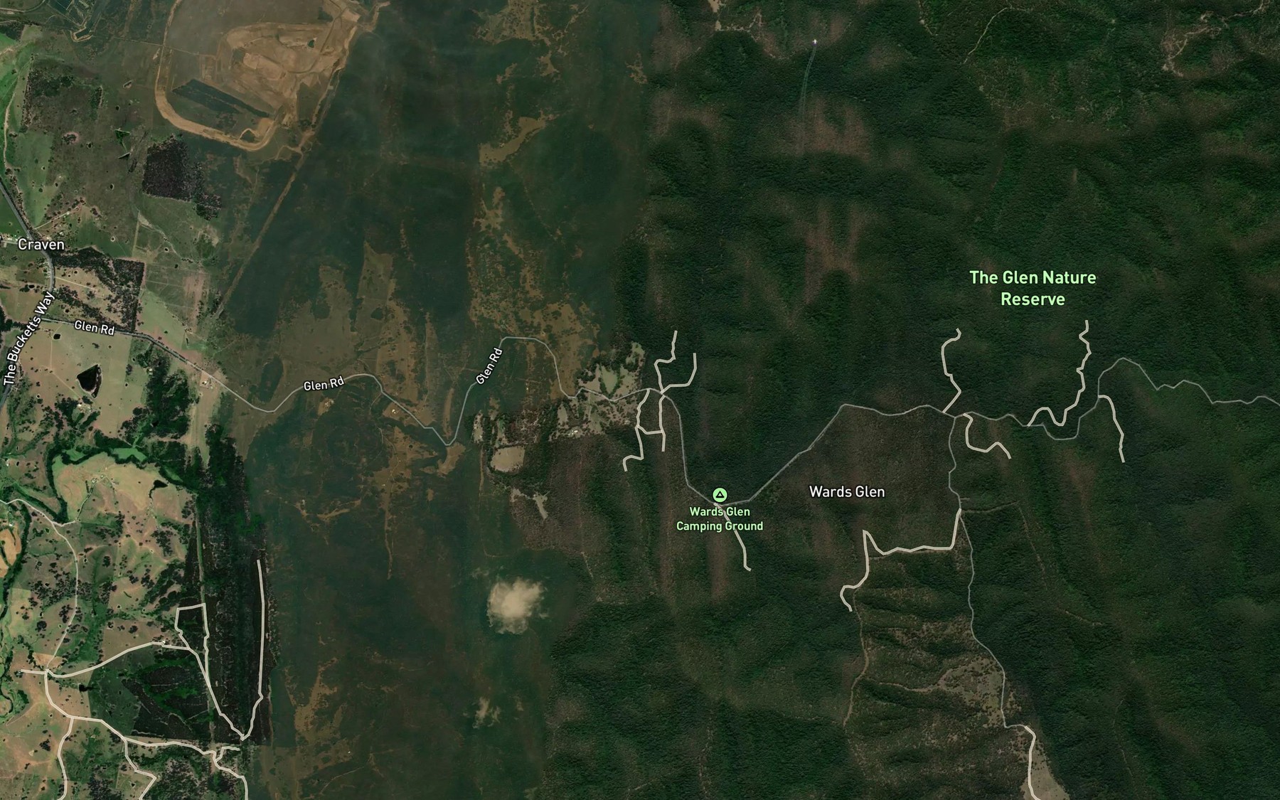 Satellite map of the Etheridges Creek