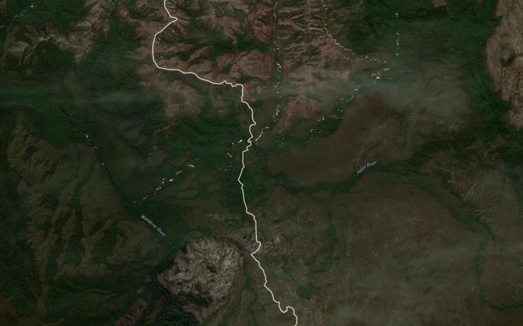 Satellite map of the Hales River