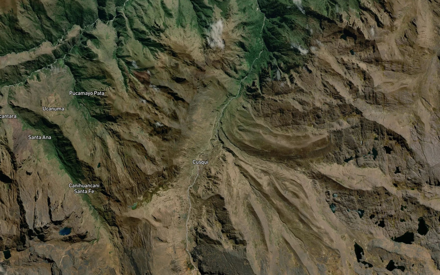 Satellite map of the Quebrada Rosapata