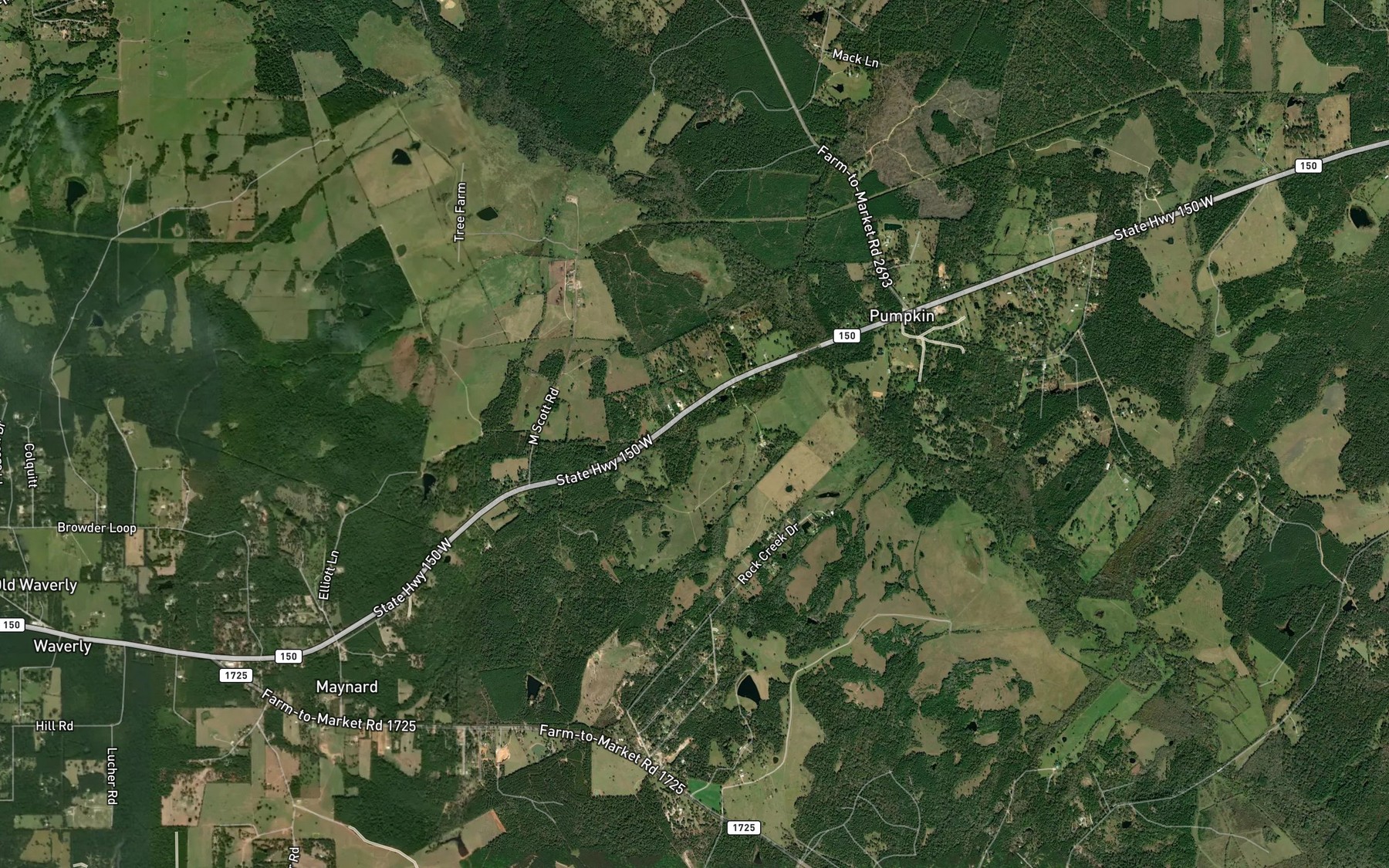 Satellite map of the Rocky Creek