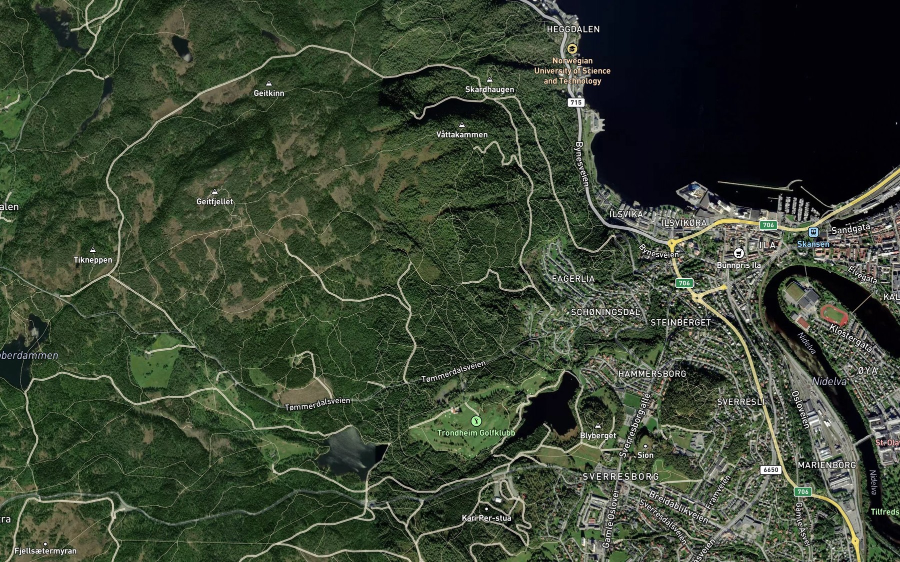 Satellite map of the Ovre Skarbekken