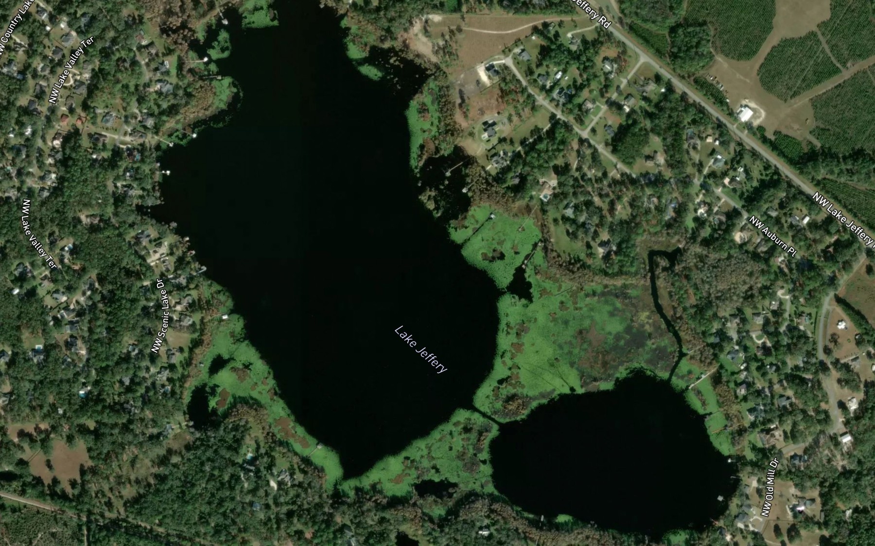 Satellite map of the Lake Jeffery